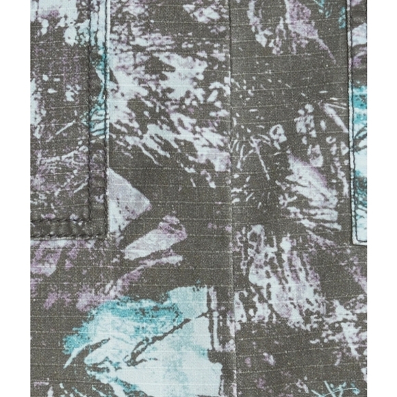 ATM Melillo Abstract Print Ripstop Cotton Skirt Grey Purple Turquoise Camo Sz 6 - Picture 8 of 15